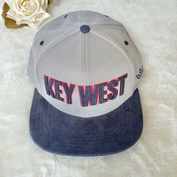 New with tags ESSENTIALS KEY WEST HAT GREY with Navy Blue and red. Adjustable. - Picture 2 of 4